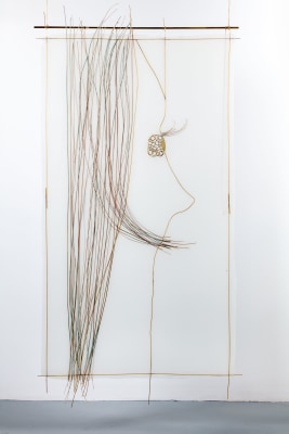 &quot;Untitled&quot;, 2018 T4 rubber, brass, bronze, pigment, wicker and fiber cloth