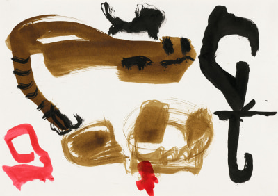 &quot;Untitled&quot;, 1990 India ink, gouache, gold pigment on paper