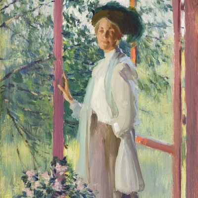Edward Dufner (1871–1957), The Artist’s Wife, oil on paper mounted on board, 9 1/2 x 7 1/2 in.