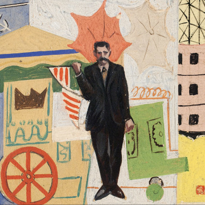 Francis Criss (1901–1973), Mural Study, c. 1930, oil on artist board, 4 x 7 in. (detail)