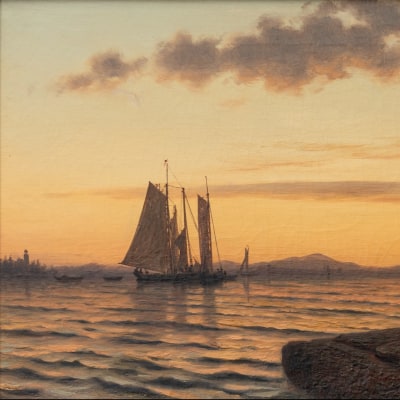 William Frederick De Haas (1830–1880). Along the Coast of Maine. Oil on canvas, 15 x 27 in. (detail)