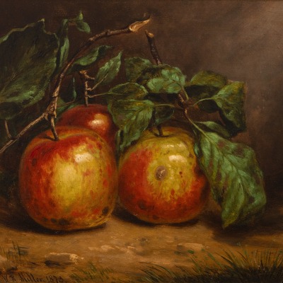 William Rickarby Miller (1818–1893), Study of Apples on a Bough, 1873, oil on board, 8 1/2 x 12 1/2 in. (detail)