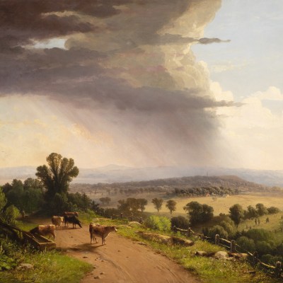 John Williamson (1826–1885), Passing Shower, Upper Valley of the Connecticut River, 1870, oil on canvas, 27 1/8 x 40 in. (detail)