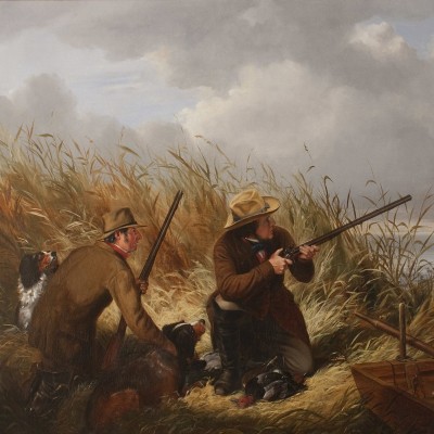 Arthur Fitzwilliam Tait (1819–1905)  Duck Shooting over Decoys, 1854. Oil on canvas. 30 x 43 in. (detail)