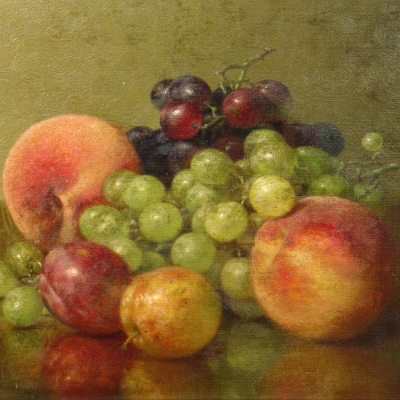 Robert Spear Dunning (1829–1905), Fruit Still Life, 1902, oil on canvas, 9 x 11 3/4 in.  (detail)