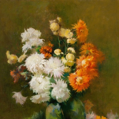 Søren Emil Carlsen (1853–1932), Chrysanthemums, 1898, oil on canvas, 24 x 20 in. (detail)