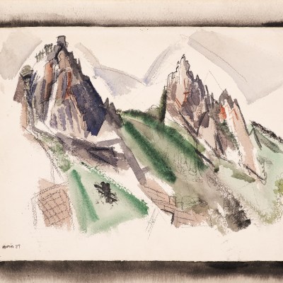 John Marin (1870–1953), White Mountain Country, Summer No. 29, Dixville Notch, No. 1, 1927, watercolor, graphite, and black chalk on paper, 17 7/8 x 22 1/4 in. (detail)