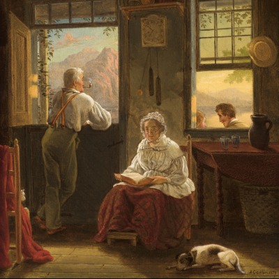 John Carlin (1813–1891)  Sunday Afternoon, 1859 Oil on canvas, 14 x 12 in. (detail)