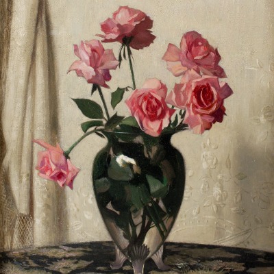 Hermann Dudley Murphy (1867–1945) Roses. Oil on canvas. 27 1/8 x 20 1/4 in. (detail)