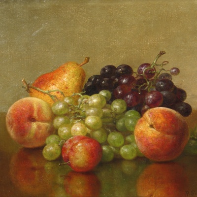 Robert Spear Dunning (1829–1905), An Arrangement of Fruit, 1901, oil on canvas, 11 x 14 in. (detail)