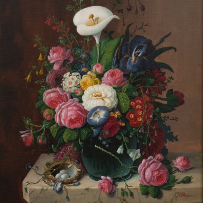 Severin Roesen (1816–c. 1872). Floral Still Life. c. 1870. Oil on canvas, 24 x 20 in. (detail)