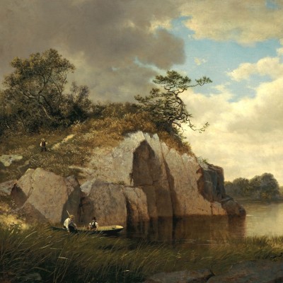 David Johnson (1827–1908), Catnip Island near Greenwich, Connecticut, 1878–79, oil on canvas, 22 x 34 in. (detail)