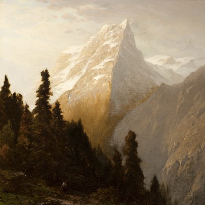 John William Casilear (1811–1893), Alpine Scenery, 1873, oil on canvas, 13 x 11 in. (detail)