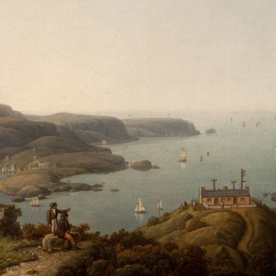 Robert Salmon (1775–c. 1858), South Stack Lighthouse and the Holyhead Signal Station, Anglesey, Wales, 1842, oil on board, 10 x 8 in. (detail)
