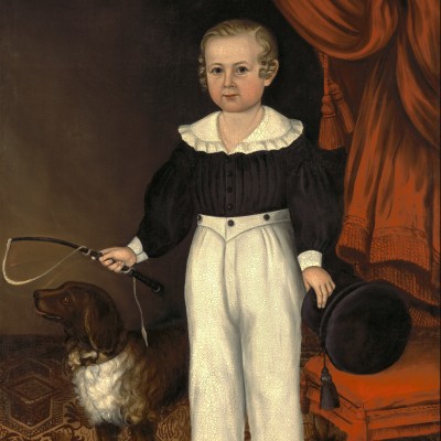 Joseph Whiting Stock (1815–1855), Full Length Portrait of a Young Boy with His Dog, c. 1840-45, oil on canvas, 47 x 38 in. (detail)