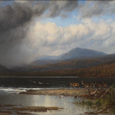 James M. Hart (1828–1901). Approaching Storm, Adirondacks, 1866. Oil on canvas, 24 x 46 in. (detail)