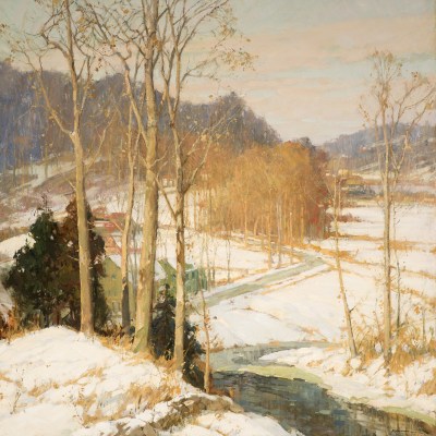 Frederick J. Mulhaupt (1871–1938), The Valley Road, c. 1925, oil on canvas, 36 x 36 in. (detail)