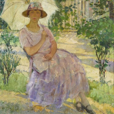 Pauline Palmer (1867–1938). Woman with Parasol. Oil on canvas, 29 3/4 x 23 3/4 in. (detail)