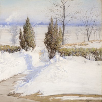 Alice Helm French (1864–after 1953), The Path Through the Drifts, Chicago, 1908, pastel on paper, 23 x 32 in. (detail)