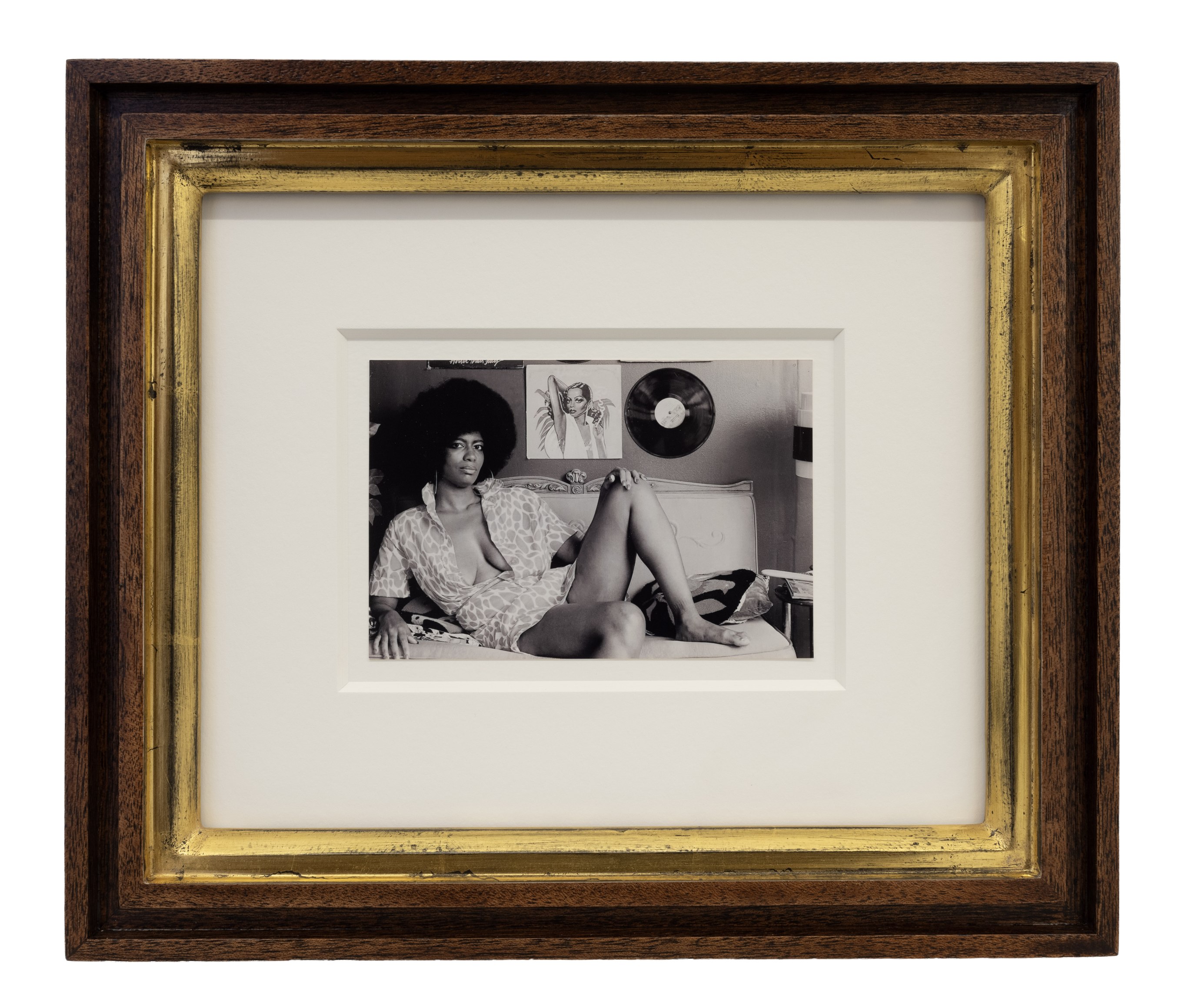 Mickalene Thomas, Remember Me, 2023. Archival pigment print, image: 4 x 6 inches, frame: 11 7/16 x 13 3/8 inches.