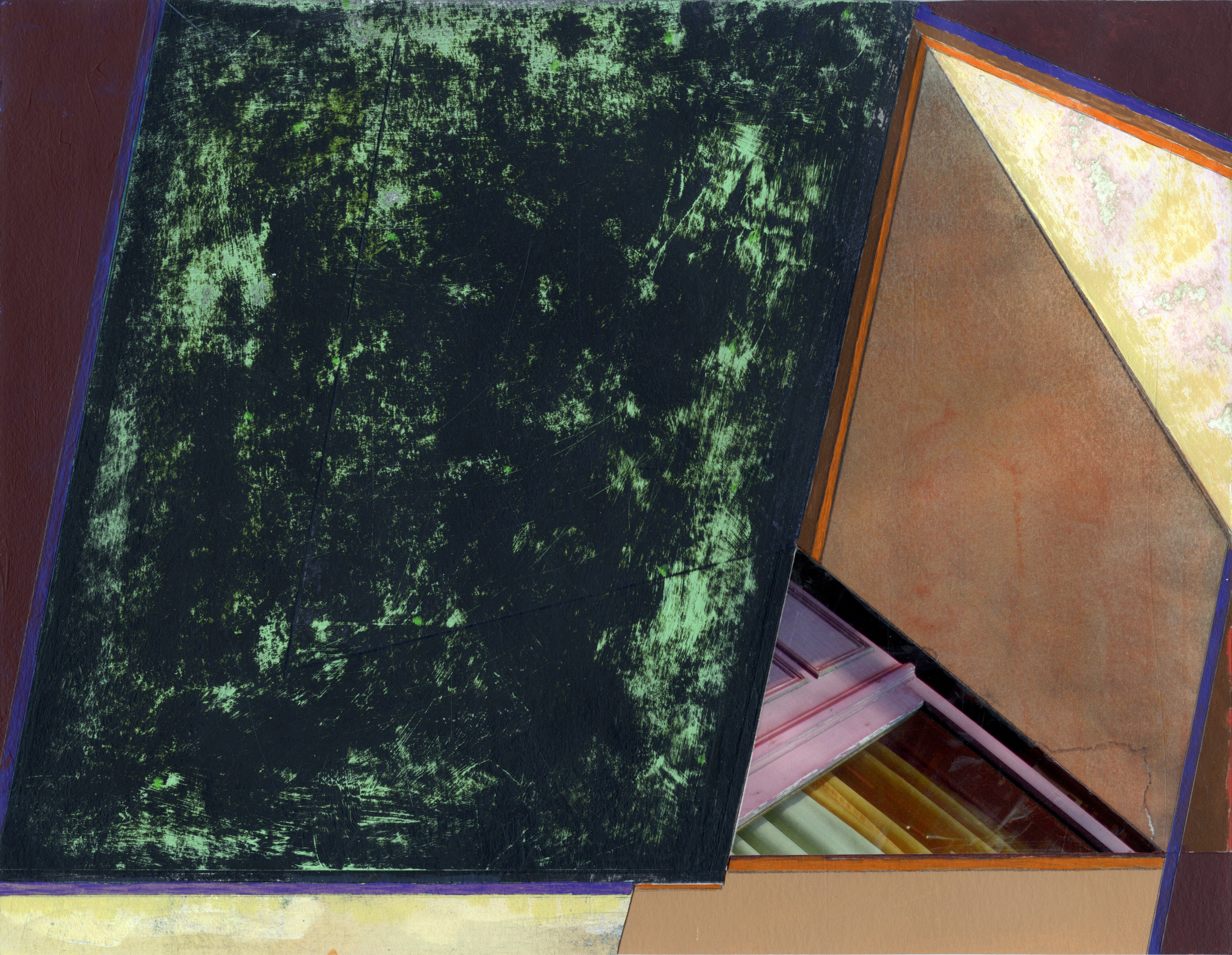 Surface, 2021. Acrylic, watercolor, gouache, photo collage. 10 7/8 x 14 inches.