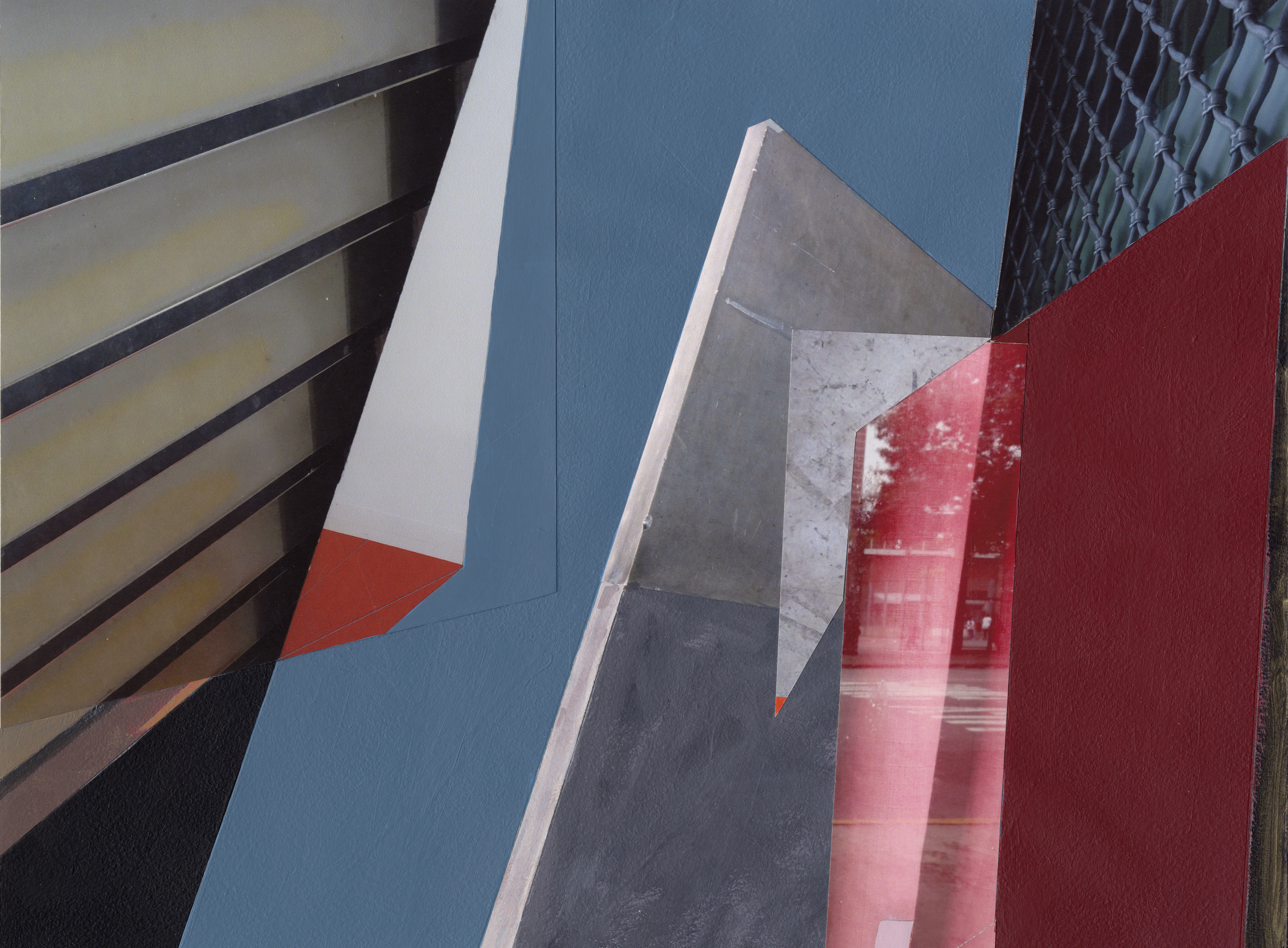 Mary Lum,&nbsp;Museum, 2015. Acrylic and photo collage on paper, 14 1/4 x 18 1/8 inches.