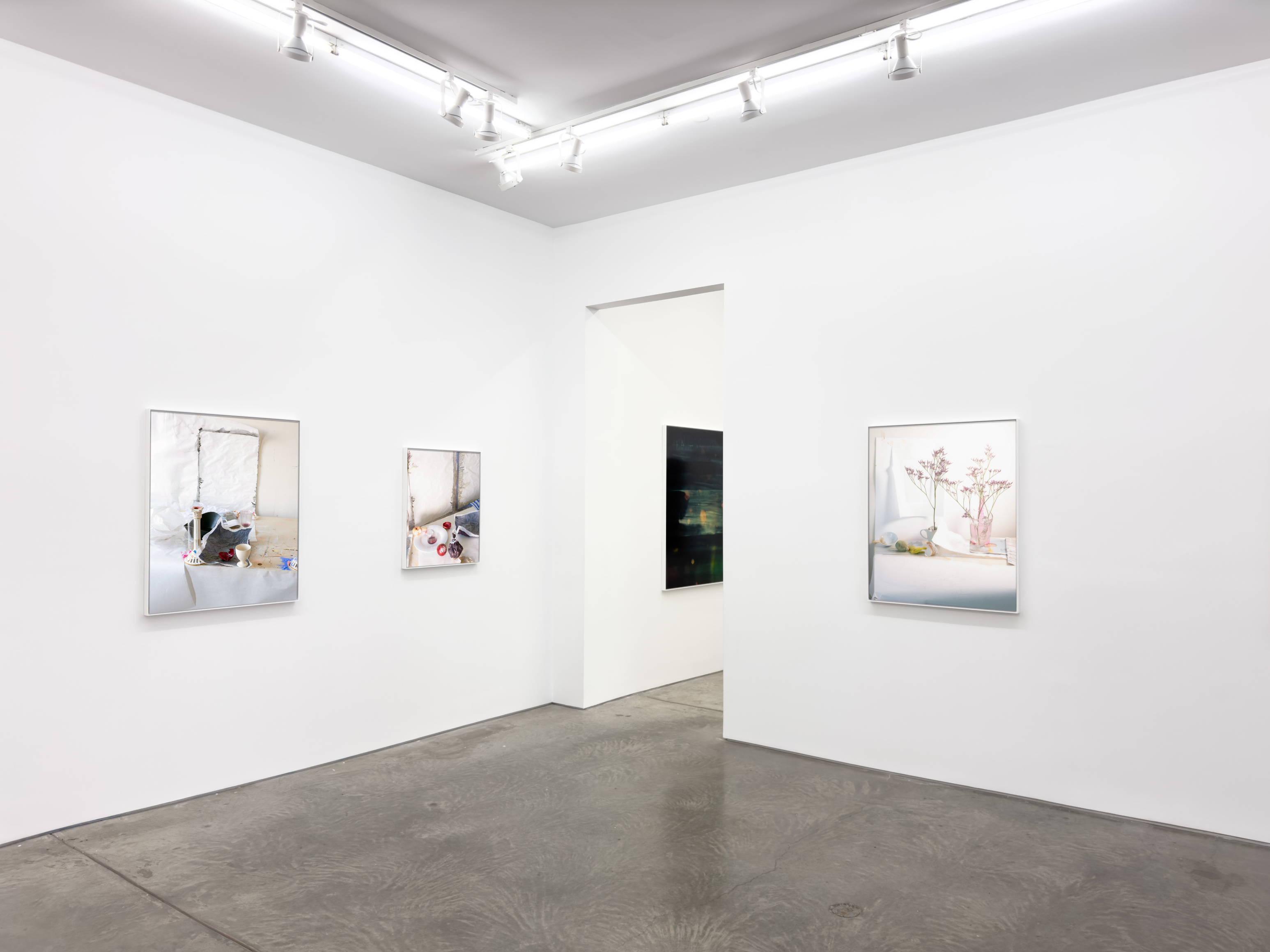 Installation view, Laura Letinsky, For, and because of..., Yancey Richardson Gallery, 2024.