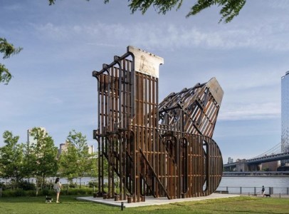 Nicholas Galanin's outdoor installation for Public Art Fund at The Brooklyn Bridge Park