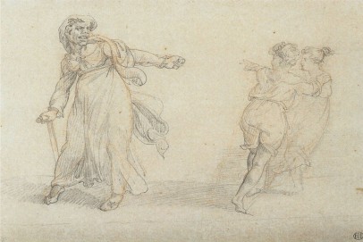 Théodore Géricault, Scene from Italian Street Life, c. 1816-17 Pencil over red chalk on paper 6 3/8 x 8 1/4 inches