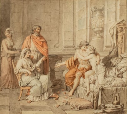 Le Barbier, A River God and a Nymph with Symbols of War and the Sun as Louis XIV