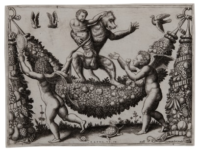 Master of the Die, Two Putti Mocking a Monkey