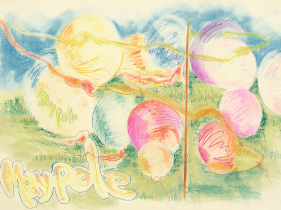 "Untitled (Maypole),"1979 Charcoal on paper 26 x 40 inches