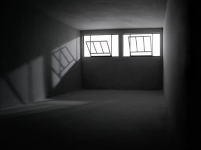 Photograph by James Casebere titled "Dorm Room", 2003