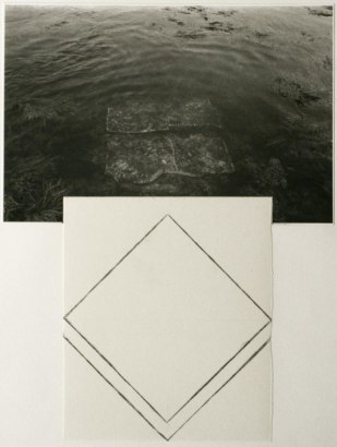 John Wood - Square Rock, Maine, 1981 Gelatin silver print and ink drawing mounted to paper | Bruce Silverstein Gallery