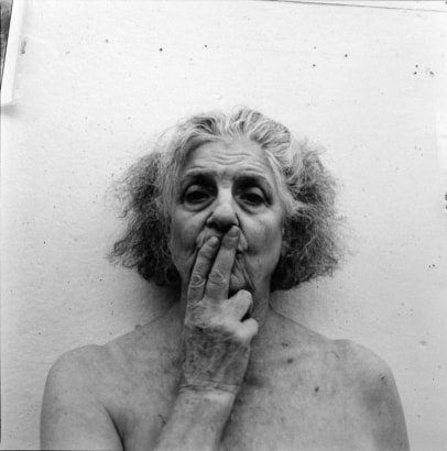 Rosalind Fox Solomon - Two Fingers On My Mouth, Macdowell, Peterborough, NH, 2002 Gelatin silver print, printed 2003 | Bruce Silverstein Gallery