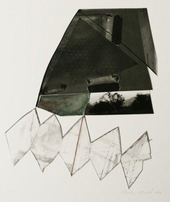 John Wood - Landscape with Drawing, 1993 Gelatin silver print, graphite and watercolor mounted to board | Bruce Silverstein Gallery