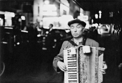 Frank Paulin - Blind Man Playing Accordion, Times Square, New York City, 1954 Gelatin silver print mounted to board, printed c. 1954 | Bruce Silverstein Gallery