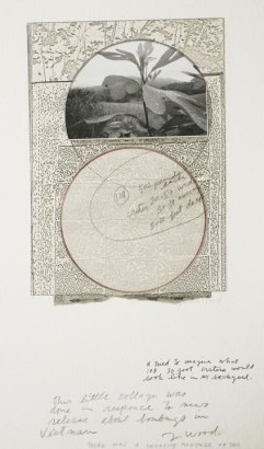John Wood -&nbsp;500 lb Bomb Crater, c.1960s Gelatin silver print, graphite, Xerox, vellum, ink mounted to board | Bruce Silverstein Gallery