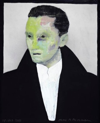 Max Neumann - Untitled, October 18, 2011 Oil on photograph | Bruce Silverstein Gallery