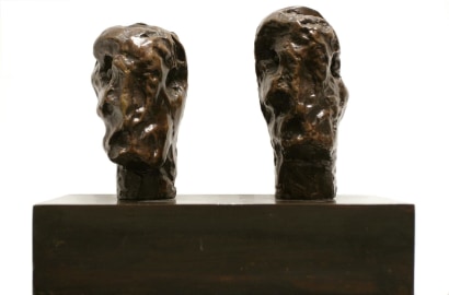 Henry Moore - Emperor's Heads, 1961 Bronze sculpture with brown patina | Bruce Silverstein Gallery
