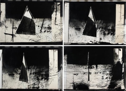 John Wood - Triangle in the Landscape: Eleven Second 90 Degree Turn of a Paper Triangle, August 6, 1985 (Hiroshima Day), 1985 | Bruce Silverstein Gallery