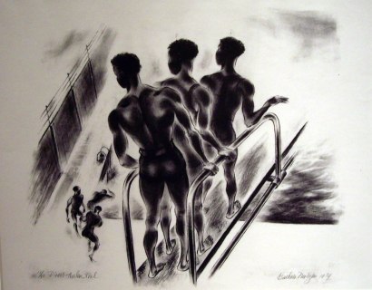 Barbara Morgan - Divers (Harlem Pool), 1934 Lithograph on paper | Bruce Silverstein Gallery