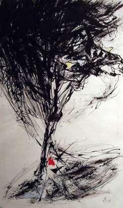 Barbara Morgan - Updraft, 1960 Ink and watercolor on paper | Bruce Silverstein Gallery