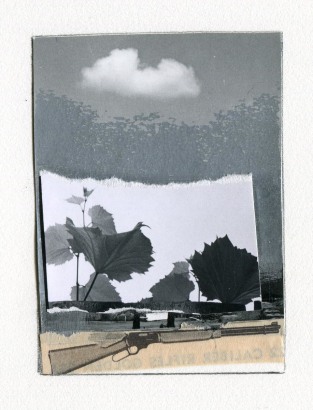 John Wood - Rifle with Cloud, NM, 1965 Collage mounted to board | Bruce Silverstein Gallery