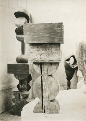Constantin Br&acirc;ncuşi - View of the Studio: Socrates &amp; Adam and Eve, c. 1922 | Bruce Silverstein Gallery