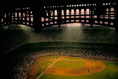 Marvin E. Newman -  Night baseball game, Yankee Stadium, Bronx, New York, 1983  | Bruce Silverstein Gallery