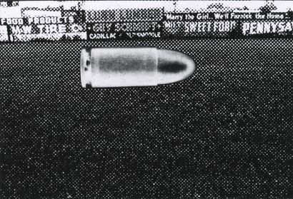 John Wood - Bullet in Playing Field, Wellsville, NY,&nbsp;1967 Gelatin silver print mounted to rag paper | Bruce Silverstein Gallery