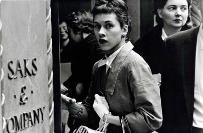 Frank Paulin - Surprised Woman at Saks, New York City, 1956 Gelatin silver print mounted to board | Bruce Silverstein Gallery
