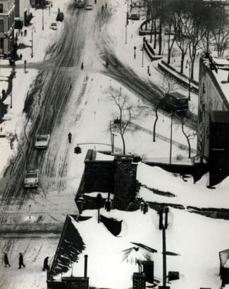 Andr&eacute; Kert&eacute;sz - Snow Covered Streets and Roof Tops, January 30, 1961 Gelatin silver print, printed c. 1961 ; Bruce Silverstein Gallery