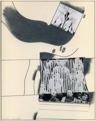John Wood - Chicago MacArthur Day Parade, 1955 Photocollage and graphite on paper mounted to board | Bruce Silverstein Gallery